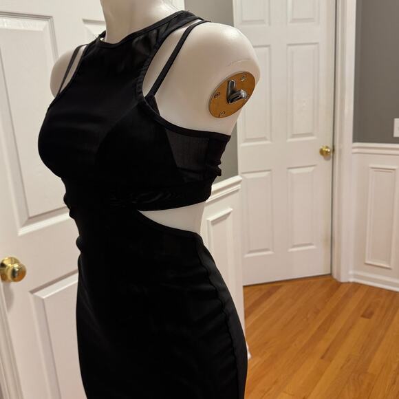 Bec & Bridge Kathy Sexy Mesh Cut Out Black Midi Body Dress Size 4 Semi Sheer - Picture 12 of 16